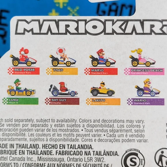 Hot Wheels Mario Kart Complete Set Wario Luigi Lakitu Yoshi Toad Shy Guy & Peach - Picture 7 of 7